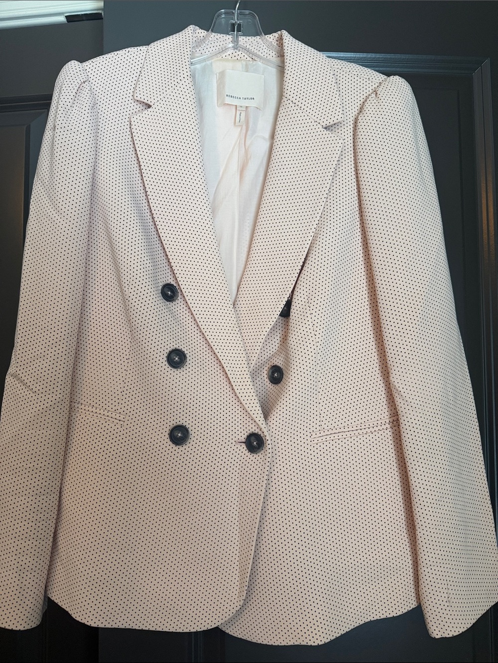 Rebecca Taylor Light Pink Double-Breasted Polka Dot Blazer